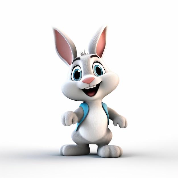 Zdjęcie 3D królik z uśmiechniętą twarzą generatywny ai
