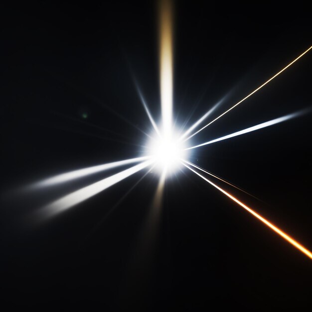 Zdjęcie A Filmowy efekt świetlny flary obiektywu z czarnym tłem