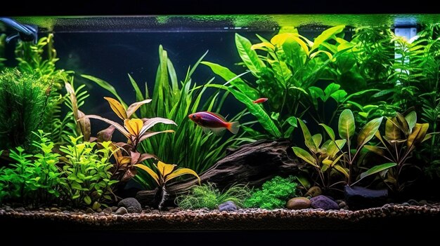 Zdjęcie akwarium z roślinami dekoracyjnymi dla naturalnego wyglądu