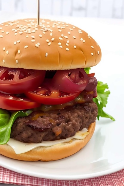 Zdjęcie amerykańskiego hamburgera z flagą Ameryki