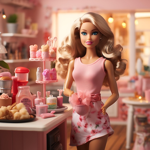 Zdjęcie Barbie w jej różowej kuchni