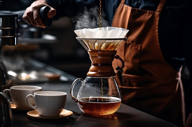Zdjęcie barysty przygotowującego kawy Kawa