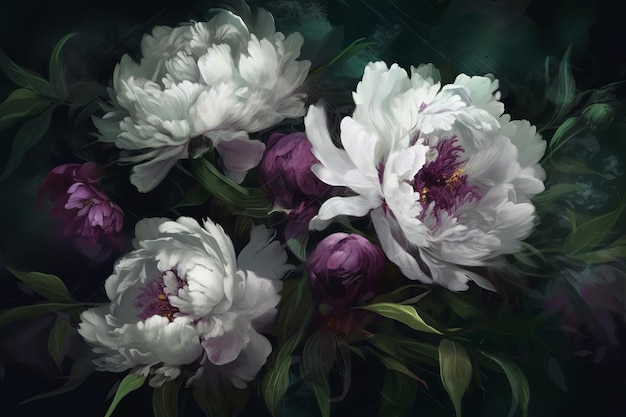zdjęcie białych i fioletowych kwiatów na czarnym tle