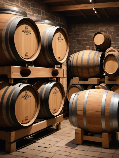 Zdjęcie browaru Winery Tło Wino Beczki piwa ułożone Tło