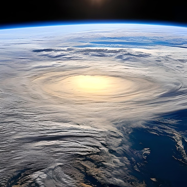 Zdjęcie zdjęcie burzy z międzynarodowej stacji kosmicznej.