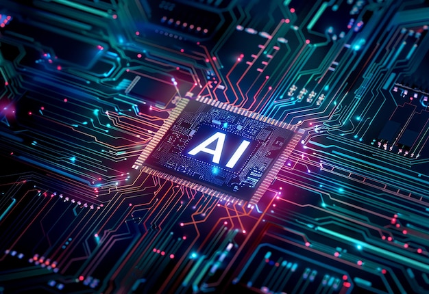 Zdjęcie chipa sztucznej inteligencji cyfrowej przyszłości technologii innowacji ręka tło