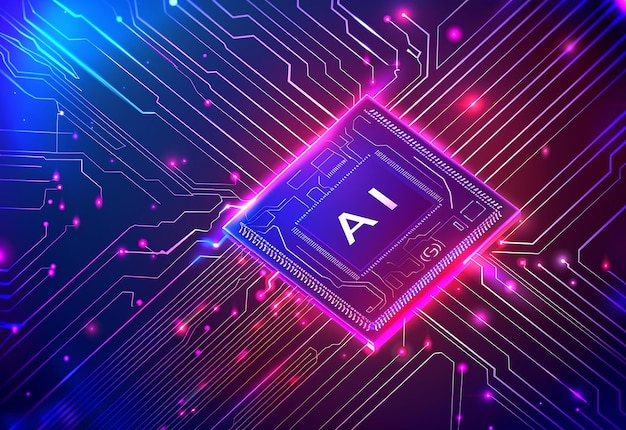Zdjęcie chipa sztucznej inteligencji cyfrowej przyszłości technologii innowacji ręka tło