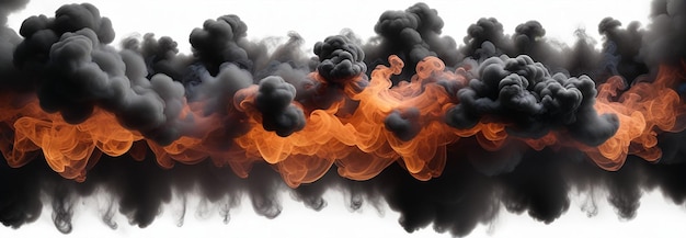 Zdjęcie zdjęcie chmury dymu z słowami ogień na nim