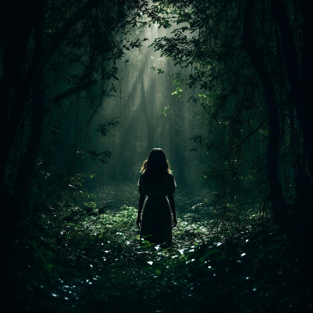 zdjęcie ciemnego lasu nocą