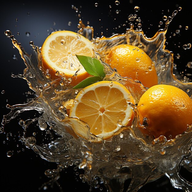 zdjęcie cytryny z pluskiem wody