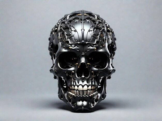 Zdjęcie czarna czaszka zła szkieletowa głowa Halloweenowa koncepcja generatywnej AI
