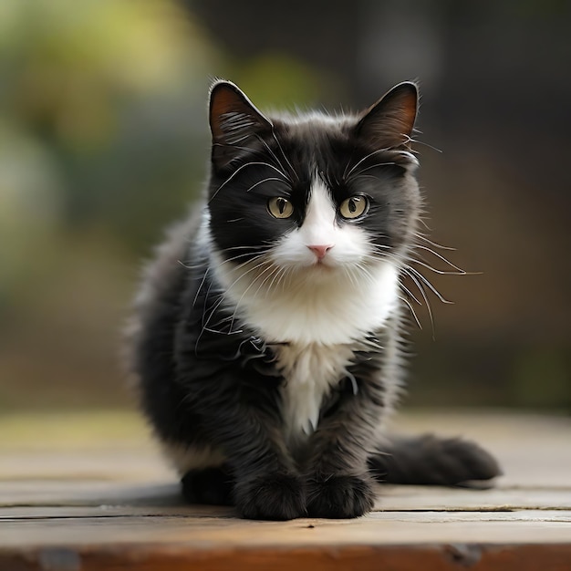 zdjęcie czarno-białego kota AI
