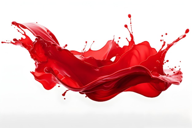 Zdjęcie czerwona farba plusk truskawkowego czerwonego soku rozpryskiwania ketchupu na białym ai generatywnym