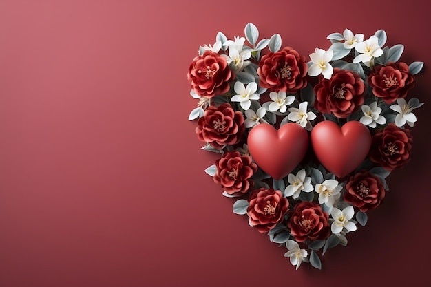 Zdjęcie czerwonych i białych serc Koncepcja Dnia Walentynek generatywny ai