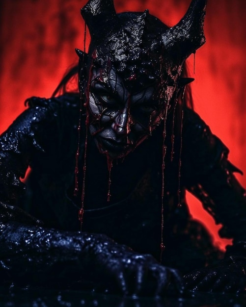 zdjęcie człowieka z horroru z horroru na czarnym i przerażającym tle