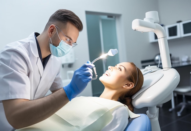 Zdjęcie dentysty wykonującego profesjonalne zabiegi stomatologiczne