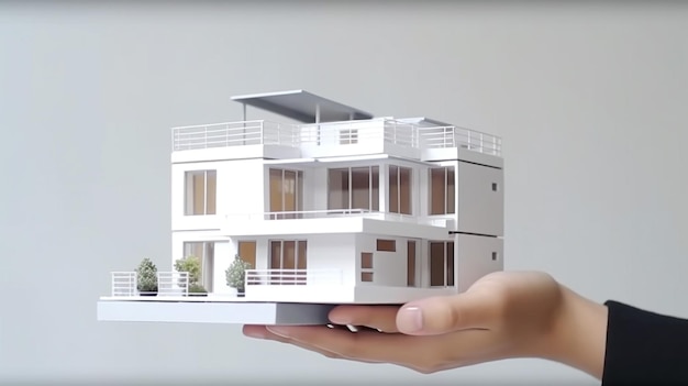 zdjęcie dłoni przedstawiające modelowy dom do kampanii kredytów mieszkaniowych