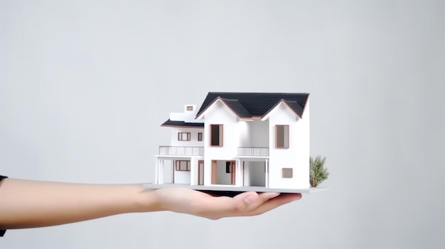 zdjęcie dłoni przedstawiające modelowy dom do kampanii kredytów mieszkaniowych