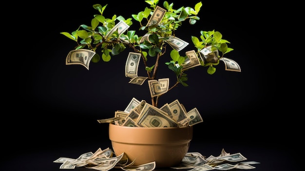 Zdjęcie drzewa pieniężnego rosnącego w garnku
