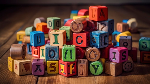 Zdjęcie edukacyjnych bloków alfabetu do wczesnego uczenia się
