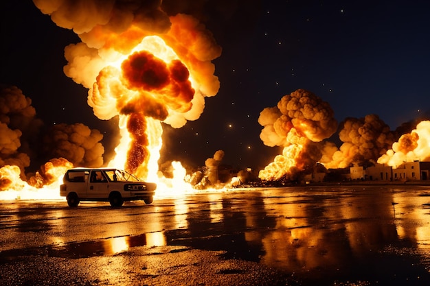 zdjęcie eksplozji na Bliskim Wschodzie