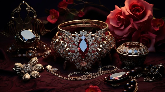 Zdjęcie eleganckiej biżuterii i akcesoriów