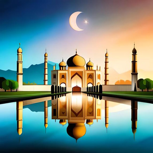 zdjęcie eleganckiej ilustracji 3D meczetu