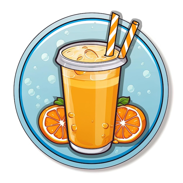 Zdjęcie zdjęcie filiżanki soku pomarańczowego i słomki.
