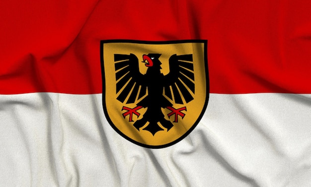 Zdjęcie flagi miasta Dortmund z fałdami i fałdami