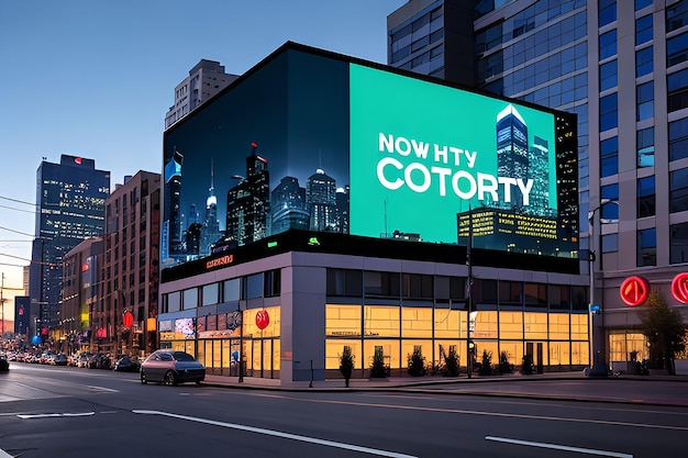 Zdjęcie futurystyczne miasto z makietą billboardów Futurystyczne miasto w stylu cyberpunk