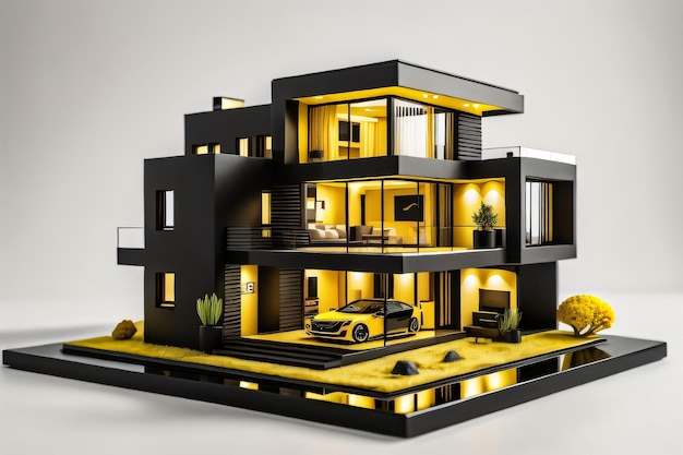 Zdjęcie generatywne Ai 3D Miniaturowy nowoczesny luksusowy dom