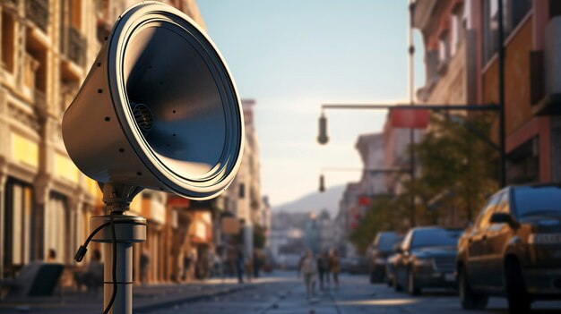 Zdjęcie głośnika na ulicy miejskiej