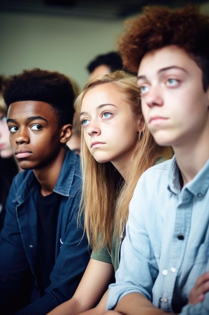 Zdjęcie grupy nastolatków wyglądających na znudzonych na wydarzeniu