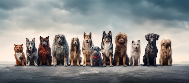 Zdjęcie grupy uroczych psów siedzących