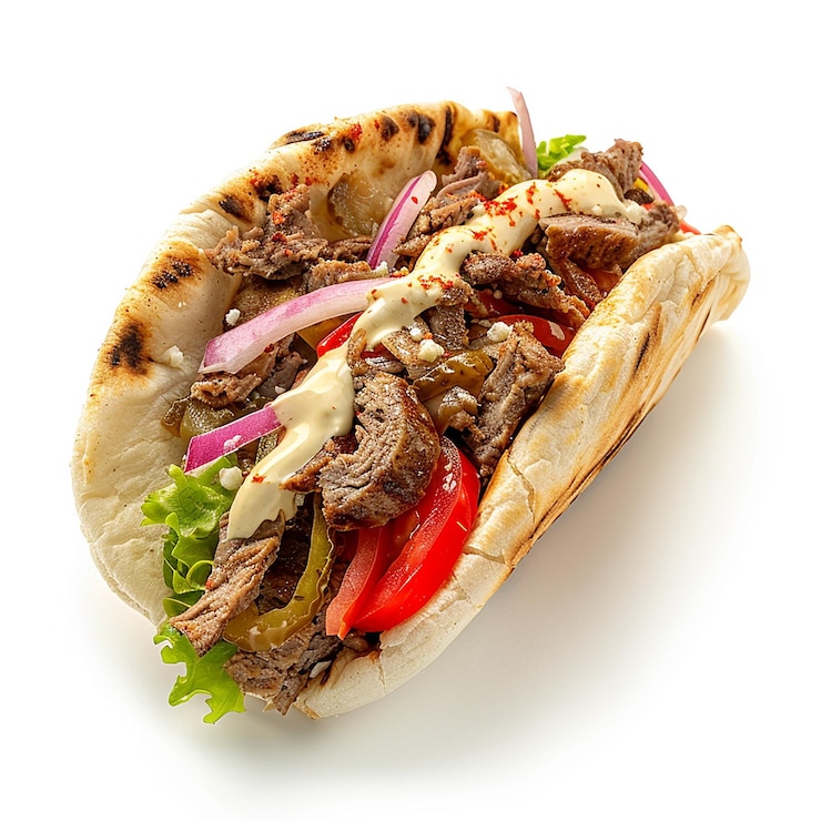 Zdjęcie zdjęcie halifax donair na białym tle