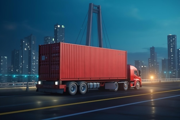 Zdjęcie ilustracji ciężarówki kontenerowej