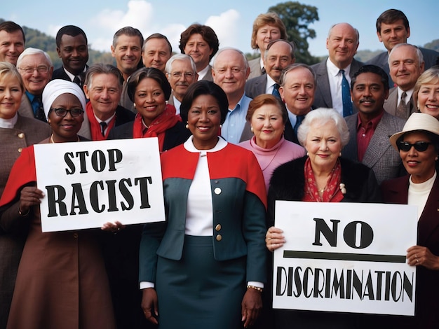 Zdjęcie ilustrujące ludzi prowadzących kampanię przeciwko rasizmowi