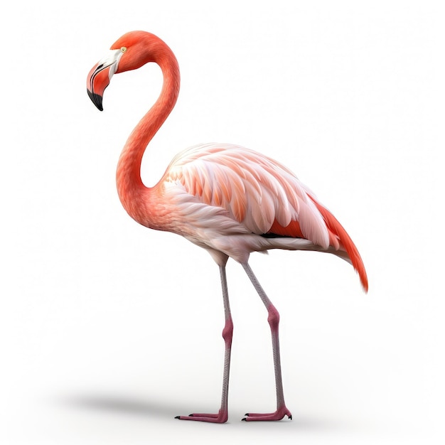 Zdjęcie zdjęcie izolowanego flaminga na białym tle