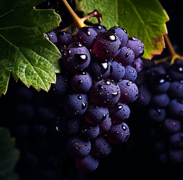 Zdjęcie izolowanego grona czerwonych i czarnych winogron Tło