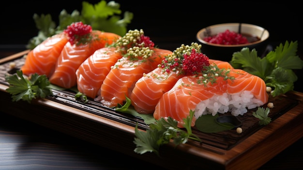Zdjęcie japońskiego sushi z łososiem