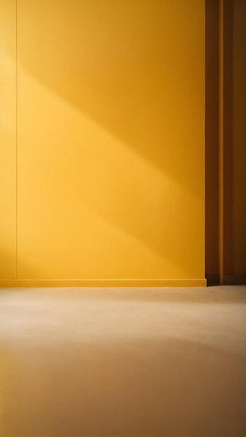 Zdjęcie jasno kolorowego pokoju z żółtą ścianą i białą podłogą