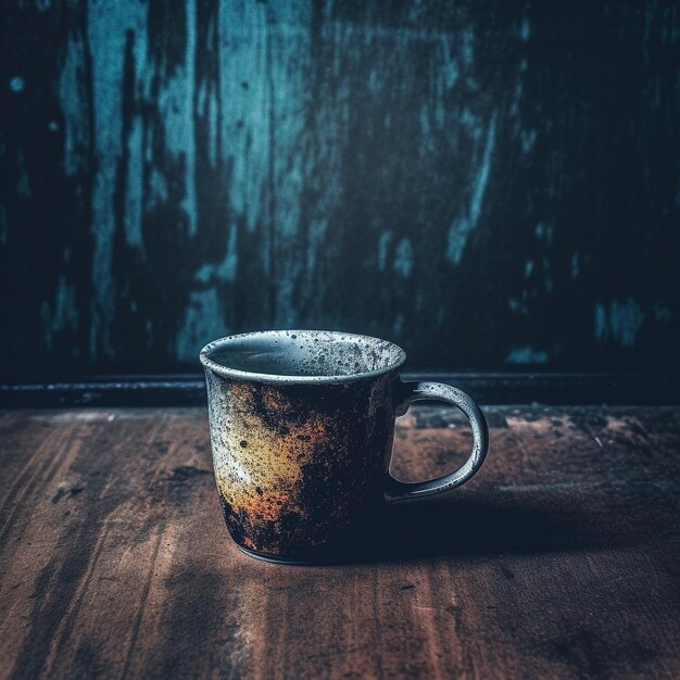 Zdjęcie zdjęcie kawy na stole w kolorze czarnym