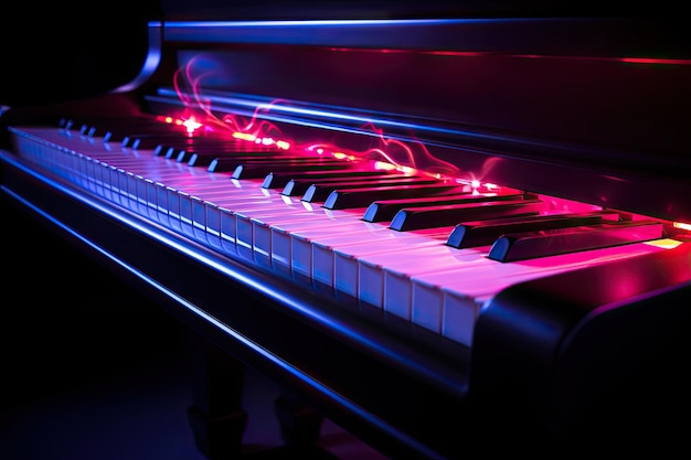 Zdjęcie klawiszy pianina cyfrowego z oświetleniem punktowym