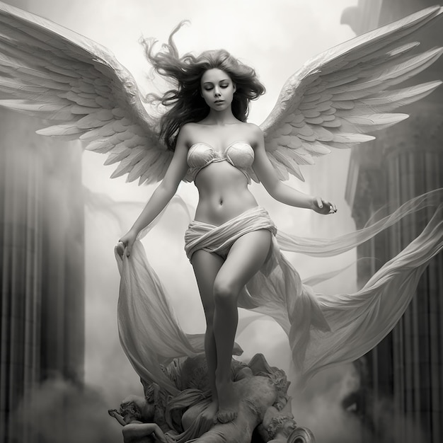 Zdjęcie kobiety w kostiumie wróżki z skrzydłami
