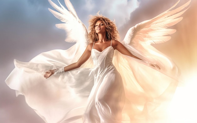 Zdjęcie kobiety w kostiumie wróżki z skrzydłami