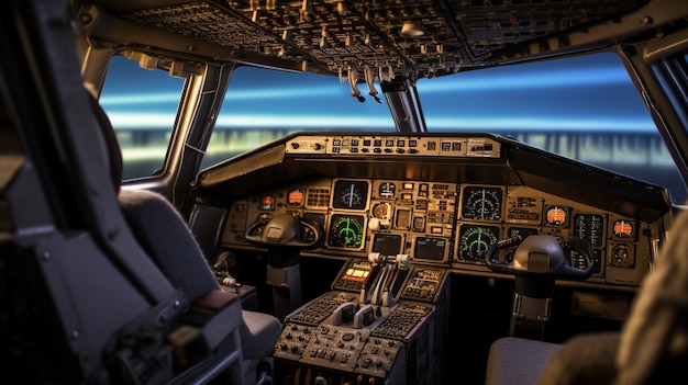 zdjęcie kokpitu samolotu bez pilota