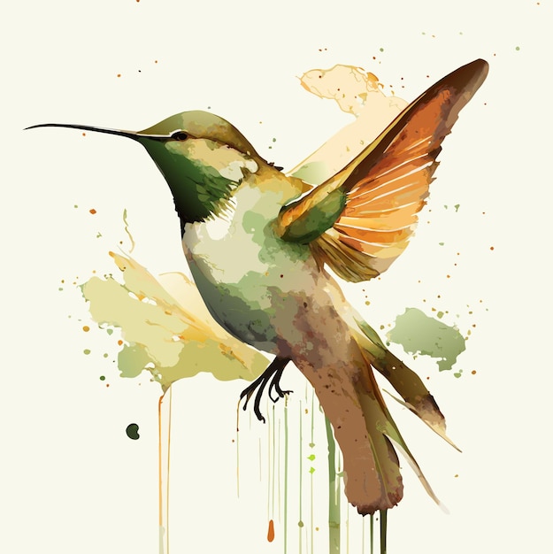 Zdjęcie kolibri wykonane akwarelą