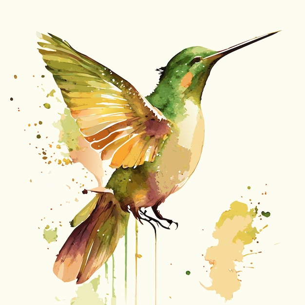 Zdjęcie kolibri wykonane akwarelą