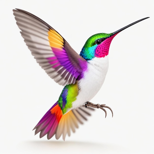 Zdjęcie kolorowe koliber z białym tłem
