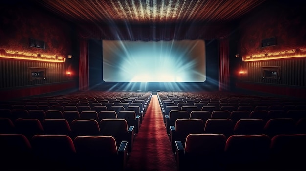 zdjęcie koncepcji kinematograficznej Pusty ekran kinowy z publicznością